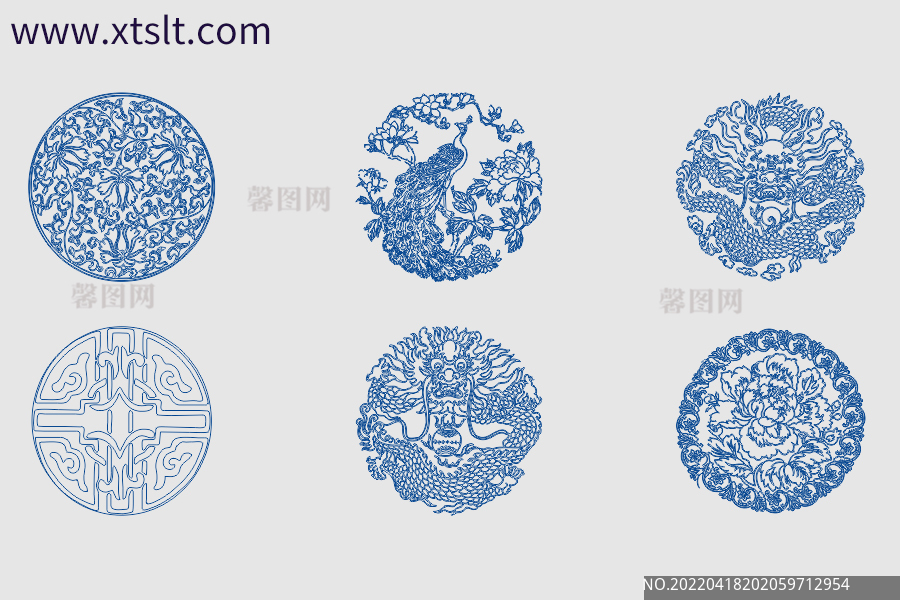 中国古风吉祥民族图腾图案纹样印花窗花凤凰