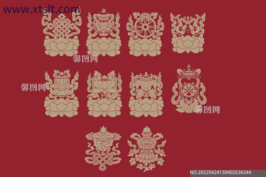 中国古风吉祥民族图腾图案纹样印花窗花